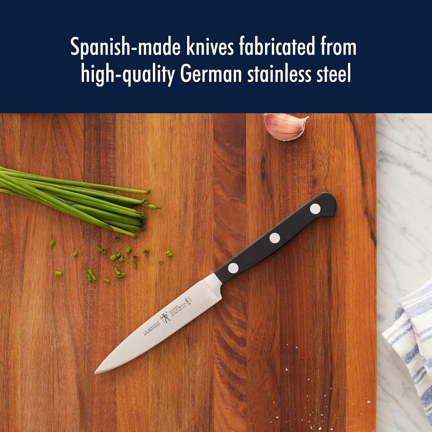 Classic Razor-Sharp 3-Piece Kitchen Knife Set, Chef Knife, Paring Knife, Utility Knife, German Engineered Informed by 100+ Years of Mastery, Stainless Steel