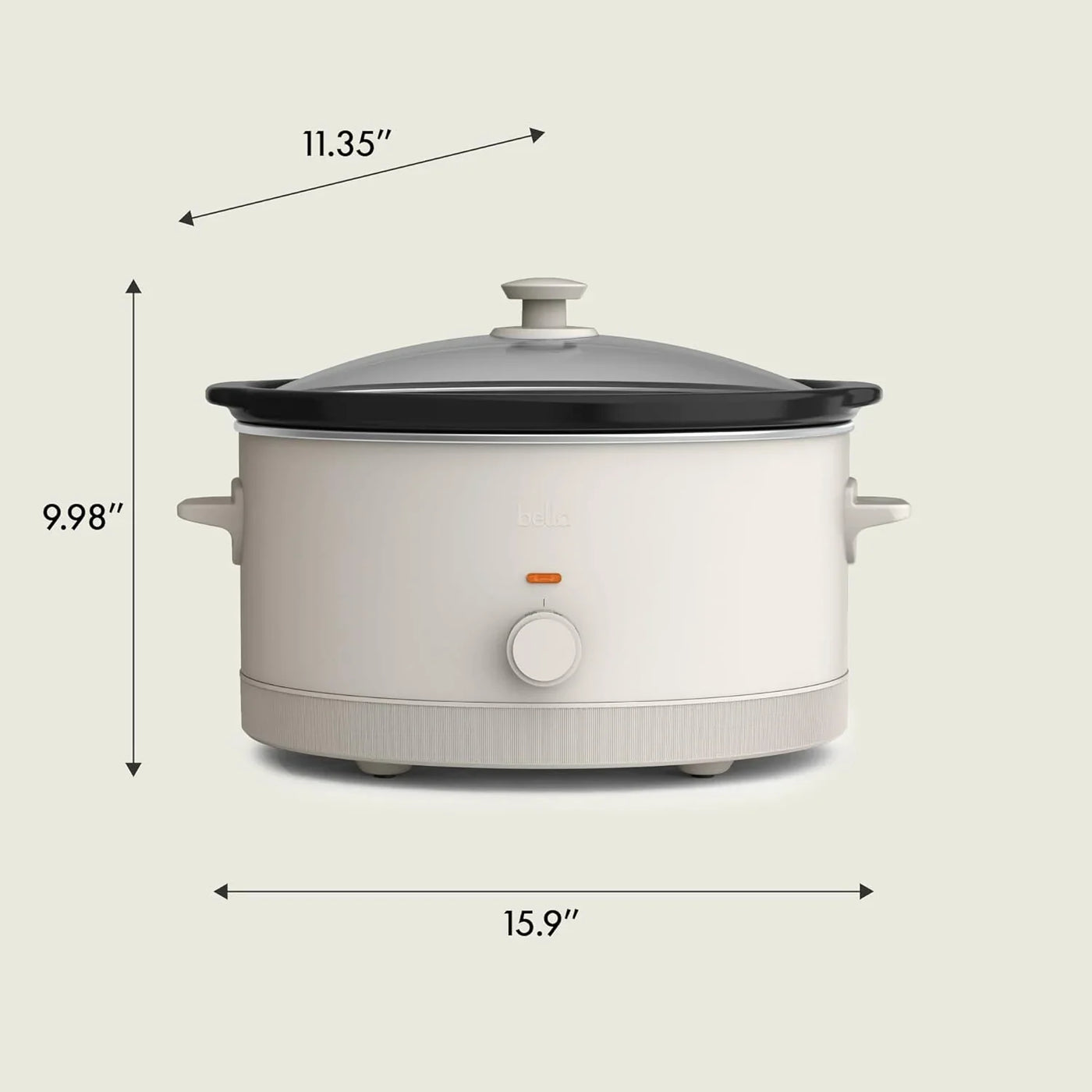 6.0 Qt Manual Slow Cooker, Ceramic Nonstick Coating, 3 Temperature Settings, Dishwasher Safe Stoneware Pot and Tempered Glass Lid, Cool Touch Handles & Tangle Free Cord Wrap, Oatmilk