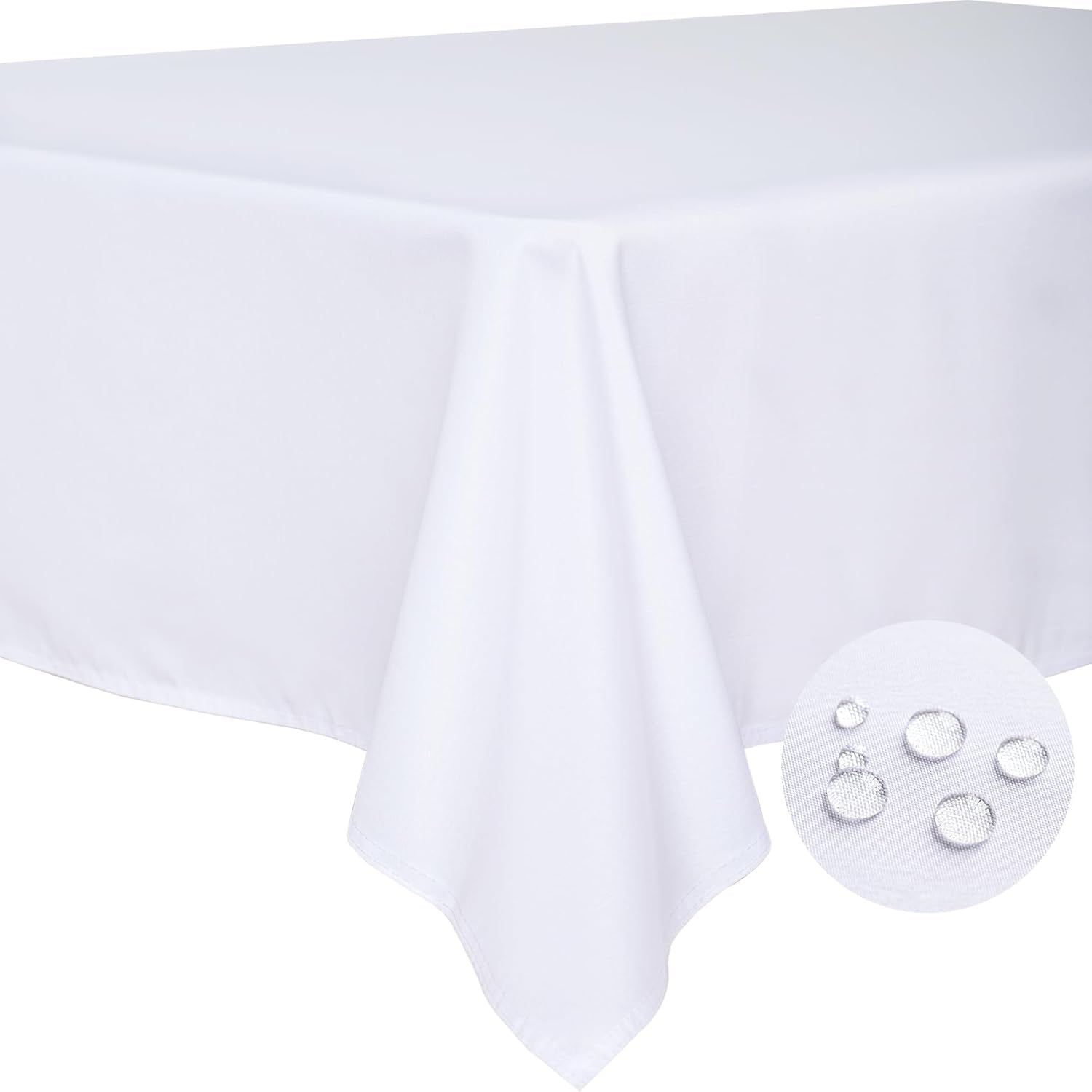 Table Cloth White 60X84 Inch Tablecloth for 6 Foot Rectangle Tables Outdoor Washable Wrinkle Free and Spillproof Polyester Tablecloth for Festival Camping Picnic Party Cover