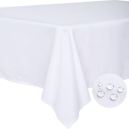 Table Cloth White 60X84 Inch Tablecloth for 6 Foot Rectangle Tables Outdoor Washable Wrinkle Free and Spillproof Polyester Tablecloth for Festival Camping Picnic Party Cover