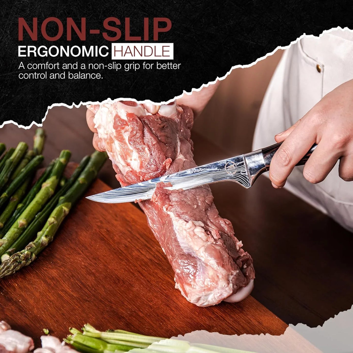 8 PC Chef Knives - High Carbon Stainless Steel Knives with Pakkawood Handles - Magnetic Strip Holder Included - Japanese Knife Set - Home & Professional Chef'S Knife Set