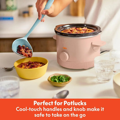 1.5 Qt Slow Cooker with 3 Heat Manual Control, Ceramic Nonstick Coating, Dishwasher Safe Stoneware Pot and Tempered Glass Lid, Tangle Free Cord Wrap & Cool Touch Handles, Blossom