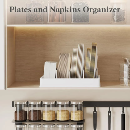 Kitchen Cabinet Organizer for Food Contanier Lid, Lid Holder with 6 Adjustable Dividers & 7 Sections for Pantry Organizers and Storage, Home Drawer Organization, Large, 13" X 10"