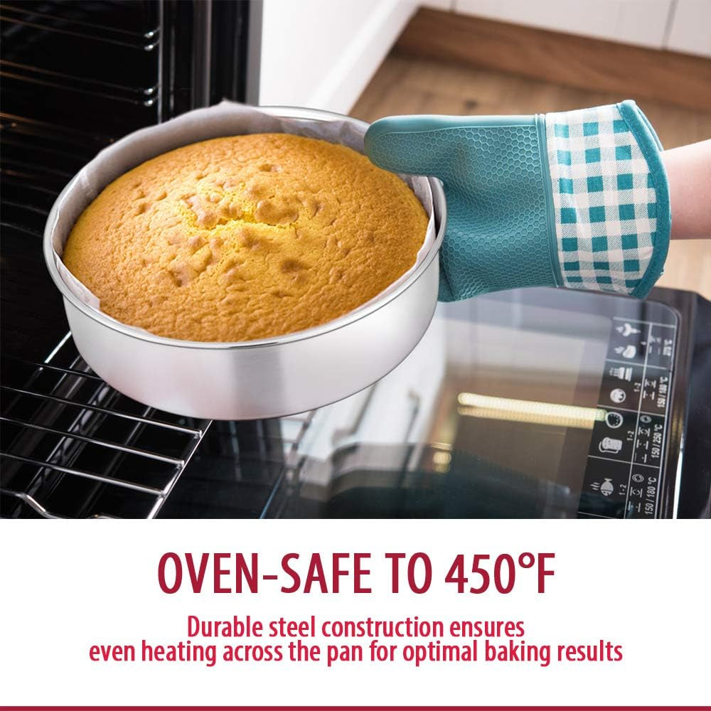 Cake Pan Set of 3 (4 Inch/6 Inch/8 Inch), Stainless Steel Small round Layer Cake Baking Pans, Perfect for Tier Smash Cake, Non-Toxic & Healthy, Mirror Finish & Dishwasher Safe