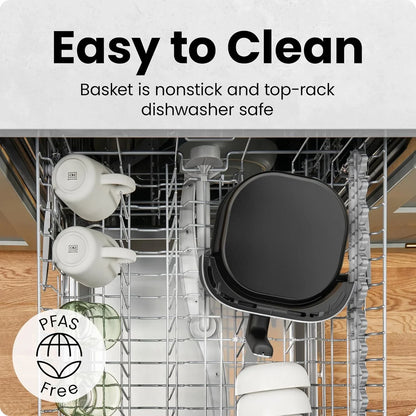2 Qt Mini Air Fryer – Digital Space-Saving Compact Air Fryer with Nonstick and Dishwasher Safe Basket, Quick & Easy Meals in Minutes, Features Digital Timer and Shake Reminder – Black