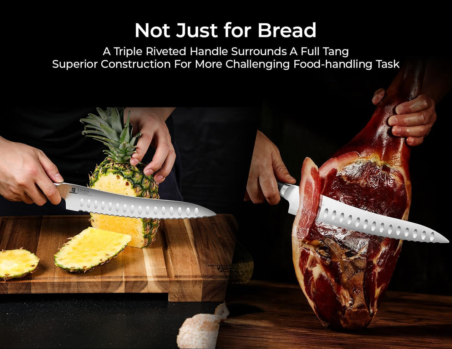 Resharpenable Bread Knife for Homemade Bread, 10 Inch Serrated Sourdough Knife with Offset Handle, Innovative Wavy Edge for Clean Slices Crusty Bread, Bagels, Pineapple & Tomatoes, Gift Box