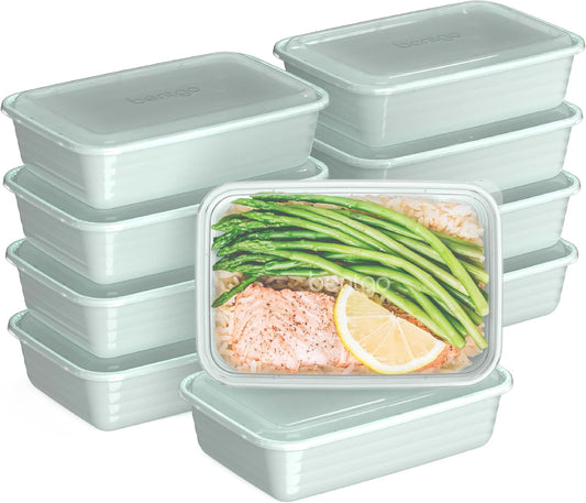 Prep - 20-Piece 1-Compartment Reusable Meal Prep Containers with Lids, PFAS & BPA Free Materials, Durable, Microwave, Freezer, & Dishwasher Safe to Go Food Storage (Mint)
