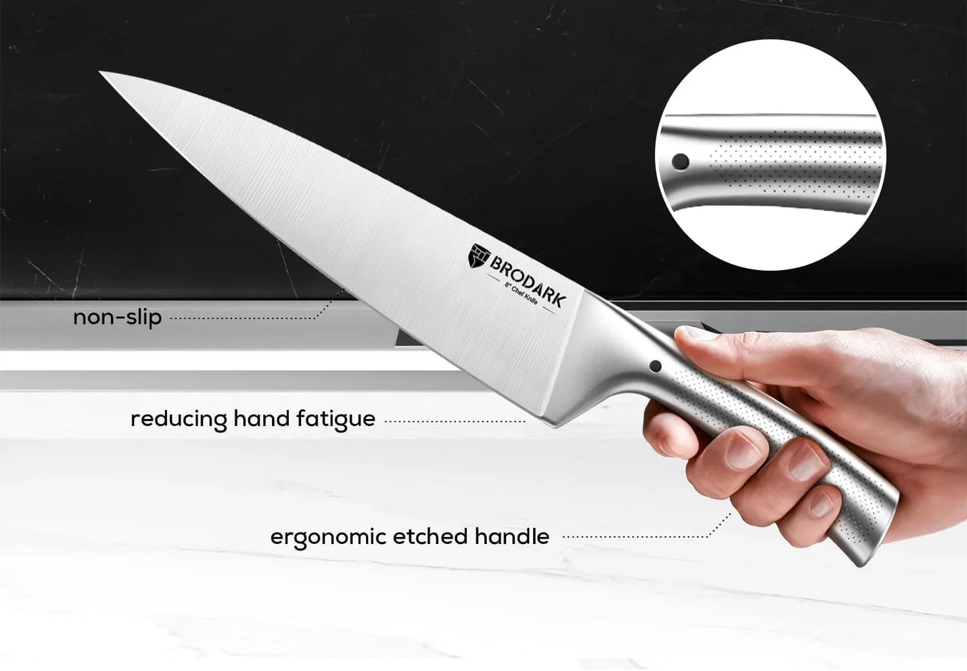 Knife Block Set: Kitchen Knives Set with Block and Sharpener, 15 Pcs Ultra Sharp Chef Knife, High Carbon Stainless Steel, Ergonomic Handle Non-Slip Grip, Silver Wolf Series with Gift Box