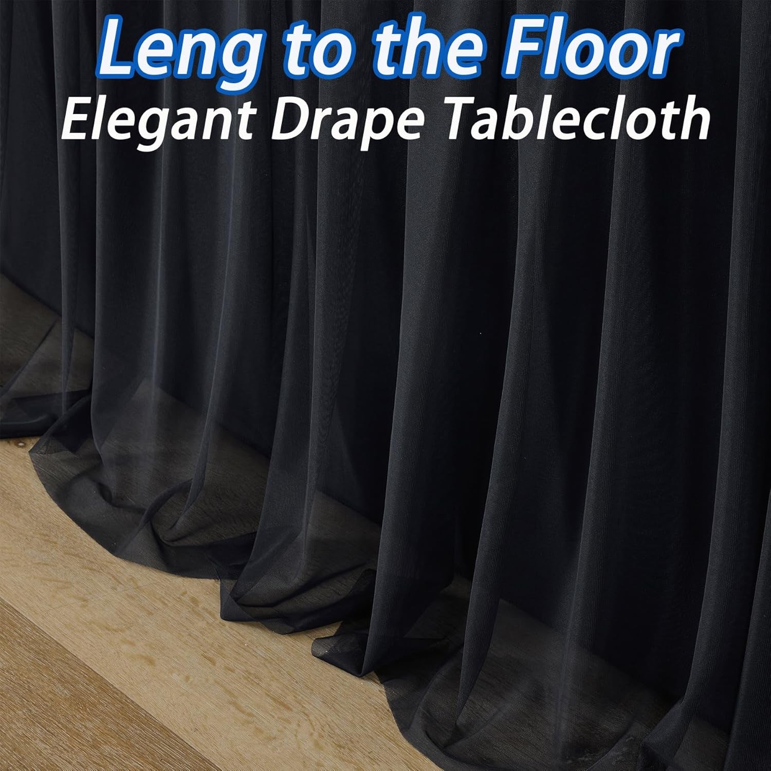 6 Pk 6Ft Black Tulle Tablecloth for Rectangle Tables, 2-In-1 Table Covers with Tulle Skirt,Wrinkle Free Stretchy Ruffle Tulle Table Cloths Fitted for Wedding Party Banquet Vendor