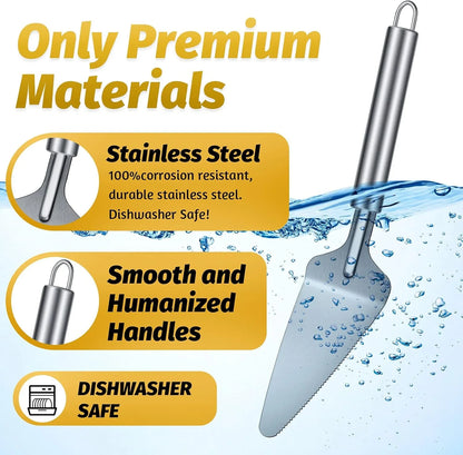 3 Pieces Pie Server Set Stainless Steel Pie Spatula Serrated with Comfortable Handle, Easy to Grip for Cutting and Serving Desserts Pizza and Cake