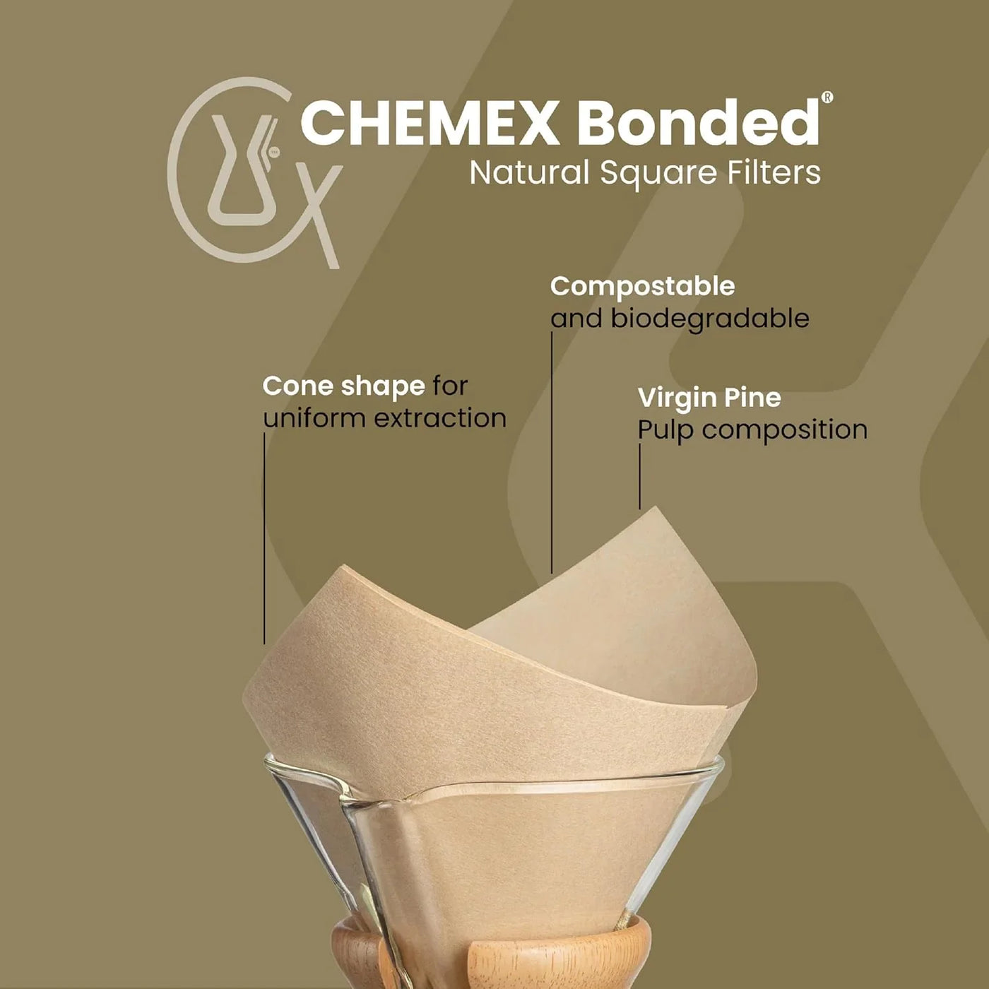 Bonded Filter - Natural Square - 100 Ct - Exclusive Packaging