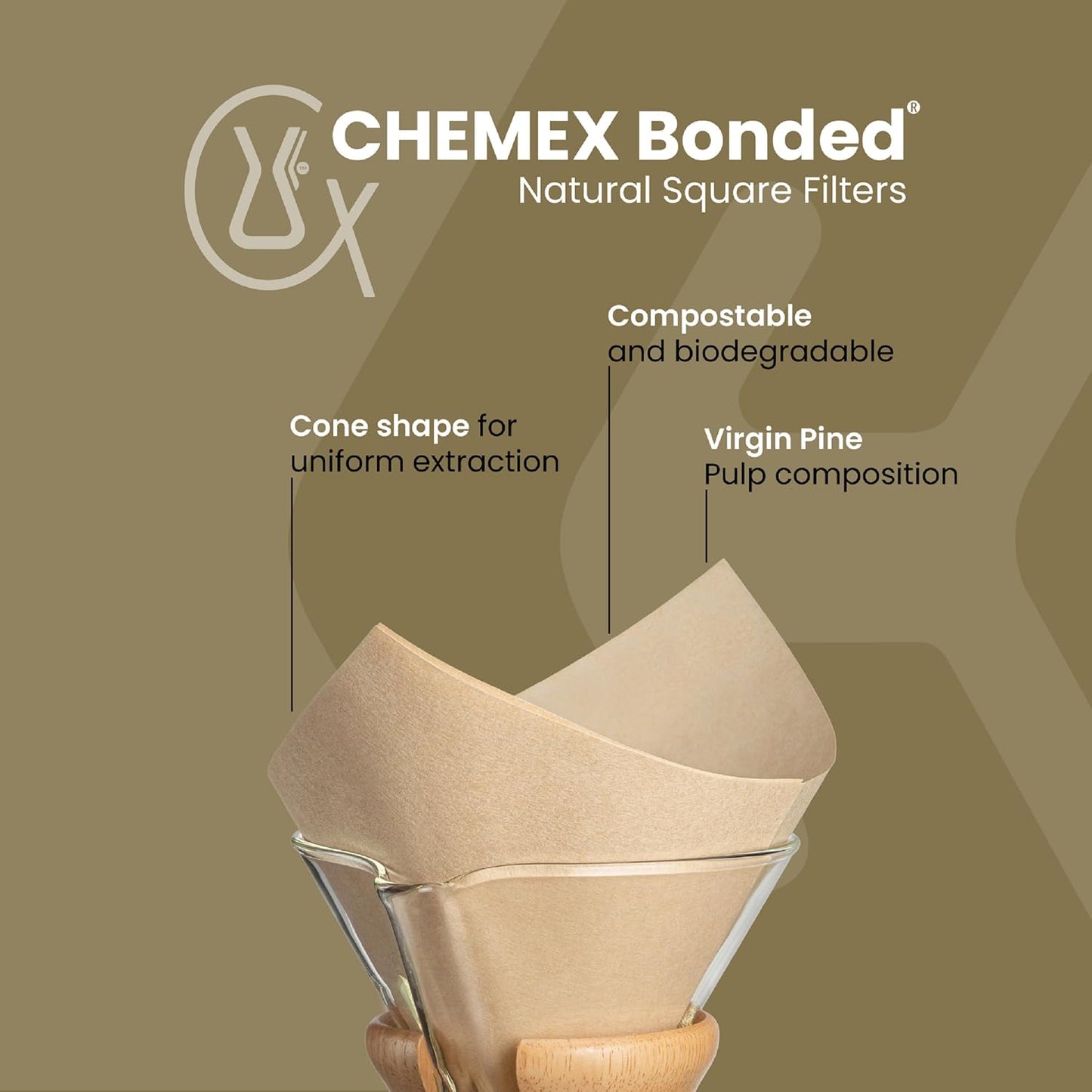 Bonded Filter - Natural Square - 100 Ct - Exclusive Packaging