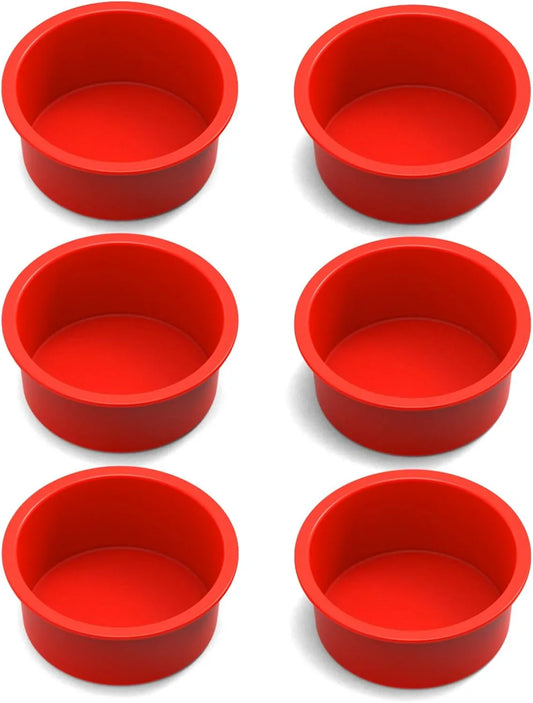 4 Inch Cake Pan (6 Pack) - Silicone Mini Smash Cake Pans, Nonstick Small Cake Pans for Smash Cake,Muffin and Egg Bites