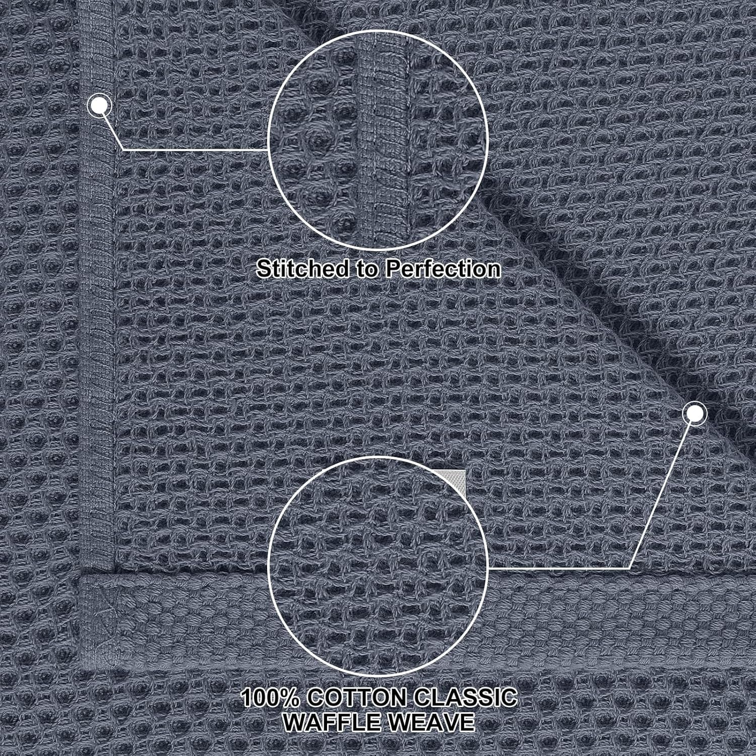 100% Cotton Kitchen Towels and Dishcloths Set, 12 X 12 Inches and 13 X 28 Inches, Set of 8 Bulk Kitchen Towels Set, Ultra Soft Absorbent Dish Cloths for Washing Dishes, Dark Grey