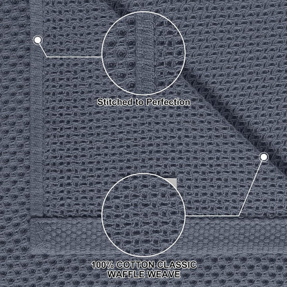 100% Cotton Kitchen Towels and Dishcloths Set, 12 X 12 Inches and 13 X 28 Inches, Set of 8 Bulk Kitchen Towels Set, Ultra Soft Absorbent Dish Cloths for Washing Dishes, Dark Grey