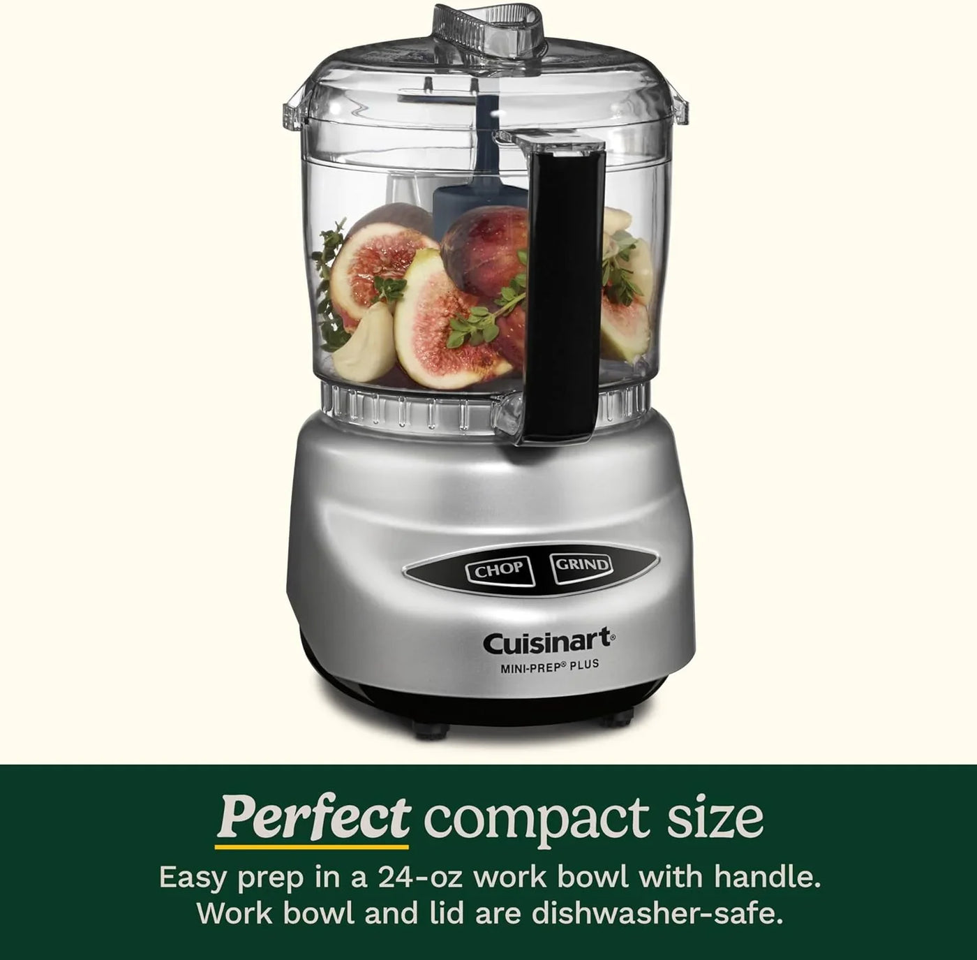 Mini-Prep plus Food Processor, 24-Ounce Mini Food Processor to Chop Herbs, Vegetables, and Hard Cheese, 24-Ounce Work Bowl, Reversible Stainless Steel Blade, DLC-2ABC, Brushed Chrome