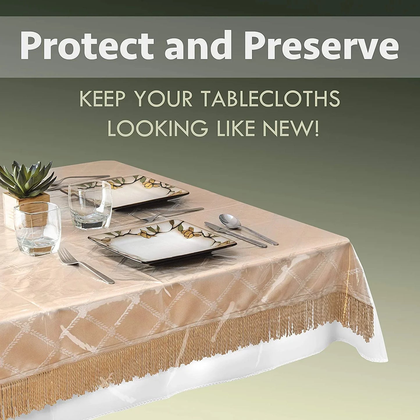 Clear Plastic Table Cover Protector 100% Waterproof Table Protector Crystal Clear Plastic Tablecloth Cover for Dining Table Heavy Duty Vinyl, 60" X 84" Rectangle
