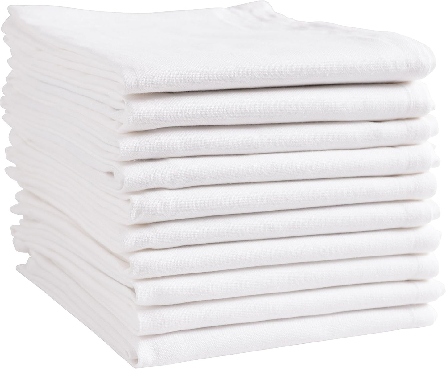 White Kitchen Towels, 10 Pack, 100% Cotton - 20 X 30, Soft and Functional Multi-Purpose, Baking, Cooking, Cleaning, Printing, Monogramming, and Embroidery (Plain Weave)