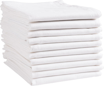 White Kitchen Towels, 10 Pack, 100% Cotton - 20 X 30, Soft and Functional Multi-Purpose, Baking, Cooking, Cleaning, Printing, Monogramming, and Embroidery (Plain Weave)
