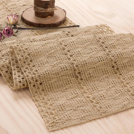 Burlap Boho Table Runner for Spring Home Decor 72 Inches Long, Brown Farmhouse Decor Rustic Small Macrame Woven Coffee Burlap Jute Table Runners for Summer Dining Dresser Scarf Table Decor