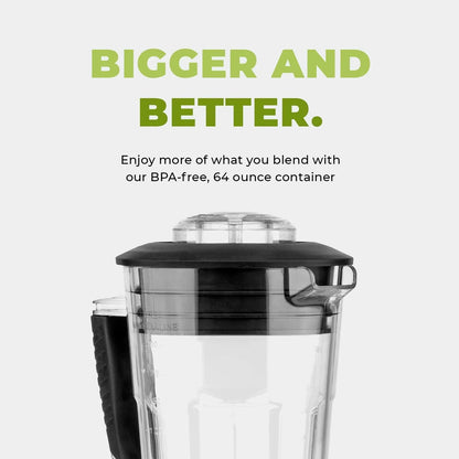 Commercial Blender with 5-Year Full Warranty - 1800W, 3HP, 64Oz High-Performance Professional Countertop Blender with Stainless Steel Blades