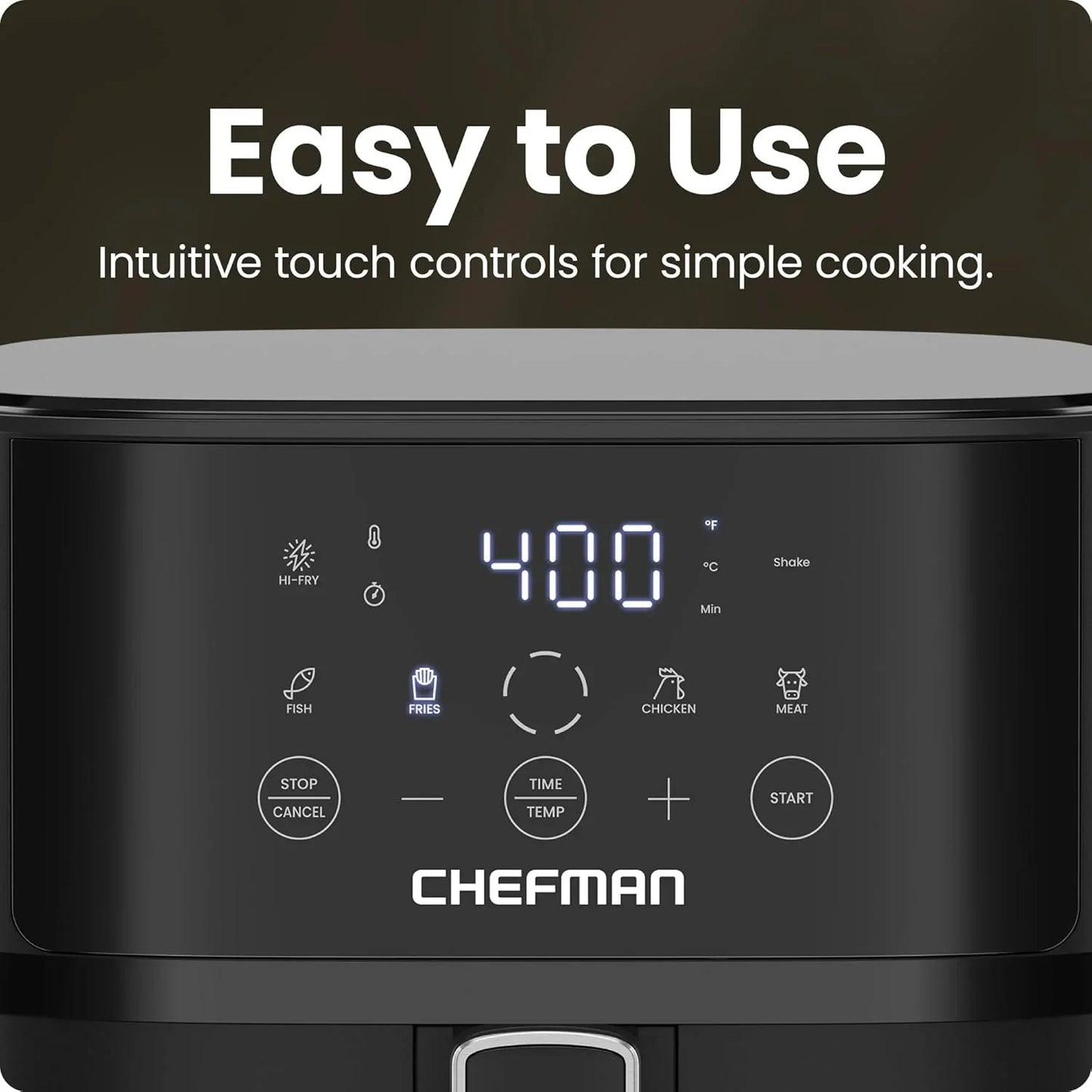 Air Fryer – 6 QT Compact Airfryer for Quick & Easy Meals in Minutes, Features Hi-Fry Technology for Extra Crisp, Touchscreen Controls with 4 Presets, Nonstick & Dishwasher Safe Basket - Black