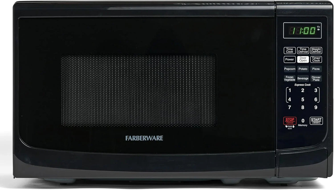 0.7 Cu. Ft. Countertop Microwave Oven – 700 Watts Power, Auto Cook Settings, Defrost, Easy Clean and Child Safety Lock - Black
