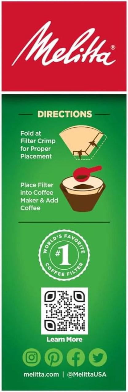 #2 Cone Coffee Filters, Natural Brown, 100 Count - Fits All 2-6 Cup Cone Coffee Makers and 1-Cup Pour-Over Brewers, Compostable, Tear-Resistant, Made in USA