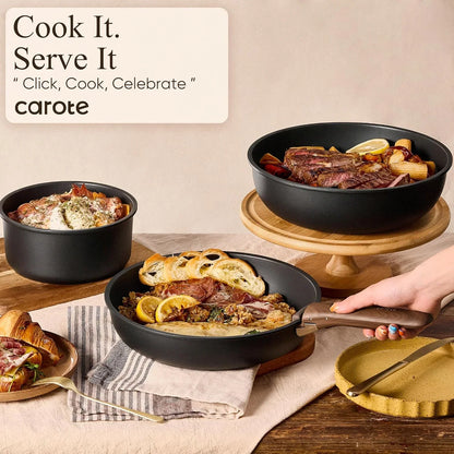 19Pcs Pots and Pans Non Stick, Cookware Sets Detachable Handle, Induction Kitchen Pots and Pans,Nonstick Cooking Set, Oven/Dishwasher/Fridge Safe, Space Saving