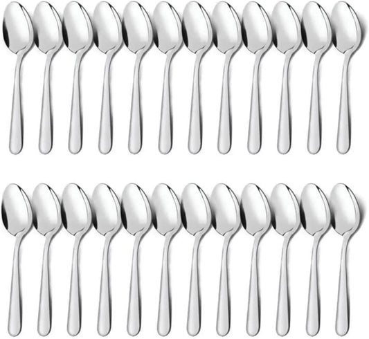 24-Piece Tea Spoons Set Silverware - 6.7 Inch Stainless Steel Spoon, Dessert, Table, Silverware Spoons Only for Home, Kitchen or Restaurant - Mirror Polished, Dishwasher Safe