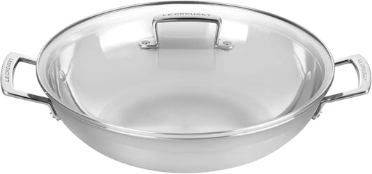 Stainless Steel Classic 3-Ply Wok with Glass Lid, 4.5Qt