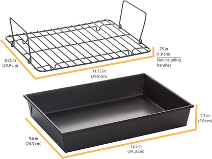 Professional Non-Stick Roast Pan with Non-Stick Rack, 13-Inch-By-9-Inch