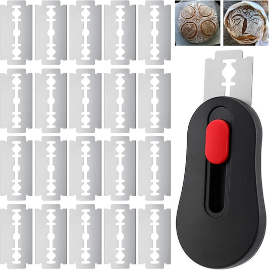 Magnetic Bread Lame with Extractable Blade - 20 Razor Blades,Dough Scoring Tool for Sourdough Breads Baking & Bread Making Tools