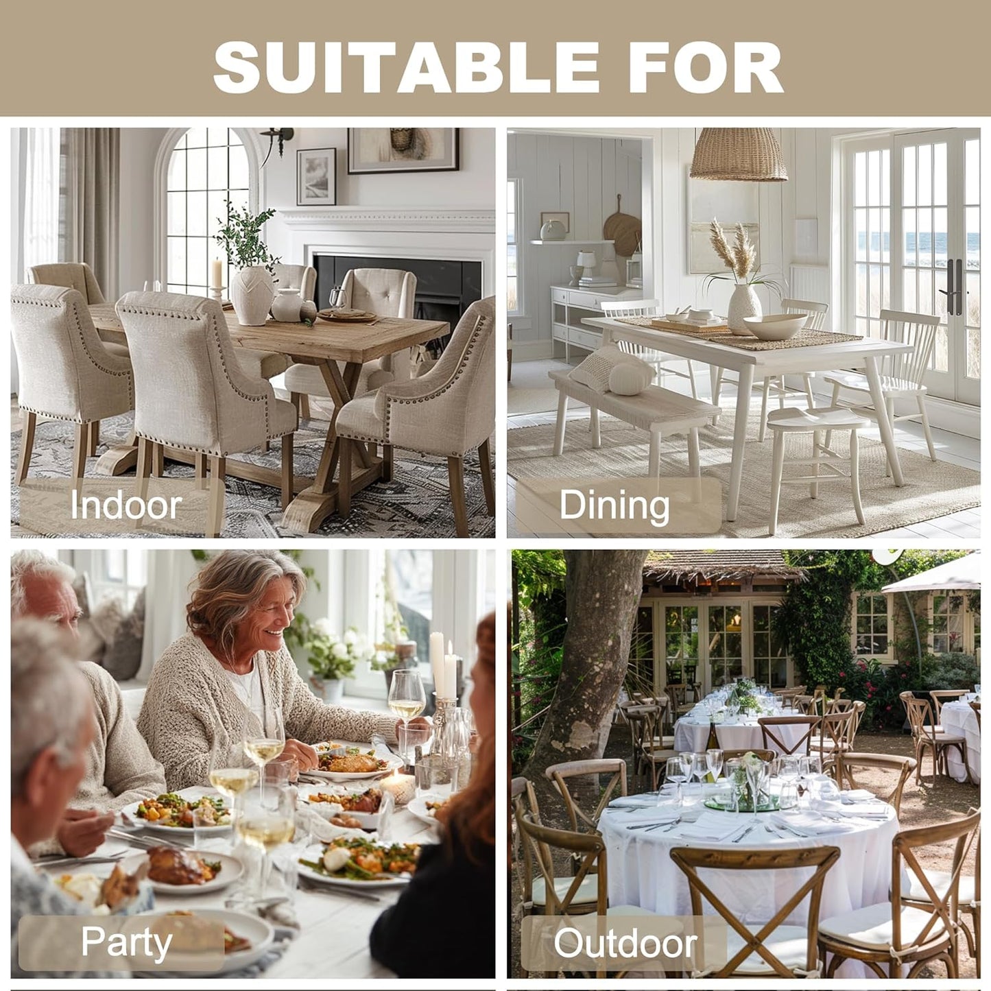 Faux Linen Polyester Rectangle Tablecloth - Wrinkle and Stain Resistant Washable Table Cloth for Kitchen Dining Room Holiday Table Cover for Party Dinner, Beige, 54 X 80 Inch
