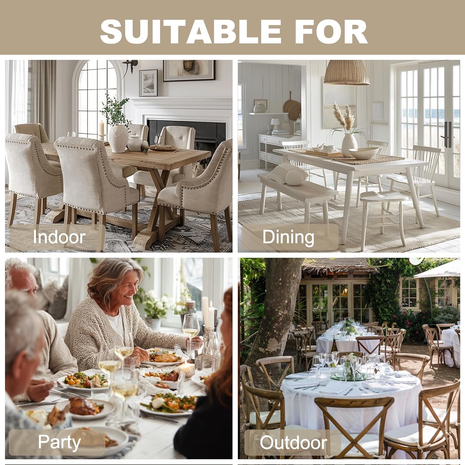 Faux Linen Polyester Rectangle Tablecloth - Wrinkle and Stain Resistant Washable Table Cloth for Kitchen Dining Room Holiday Table Cover for Party Dinner, Beige, 54 X 80 Inch