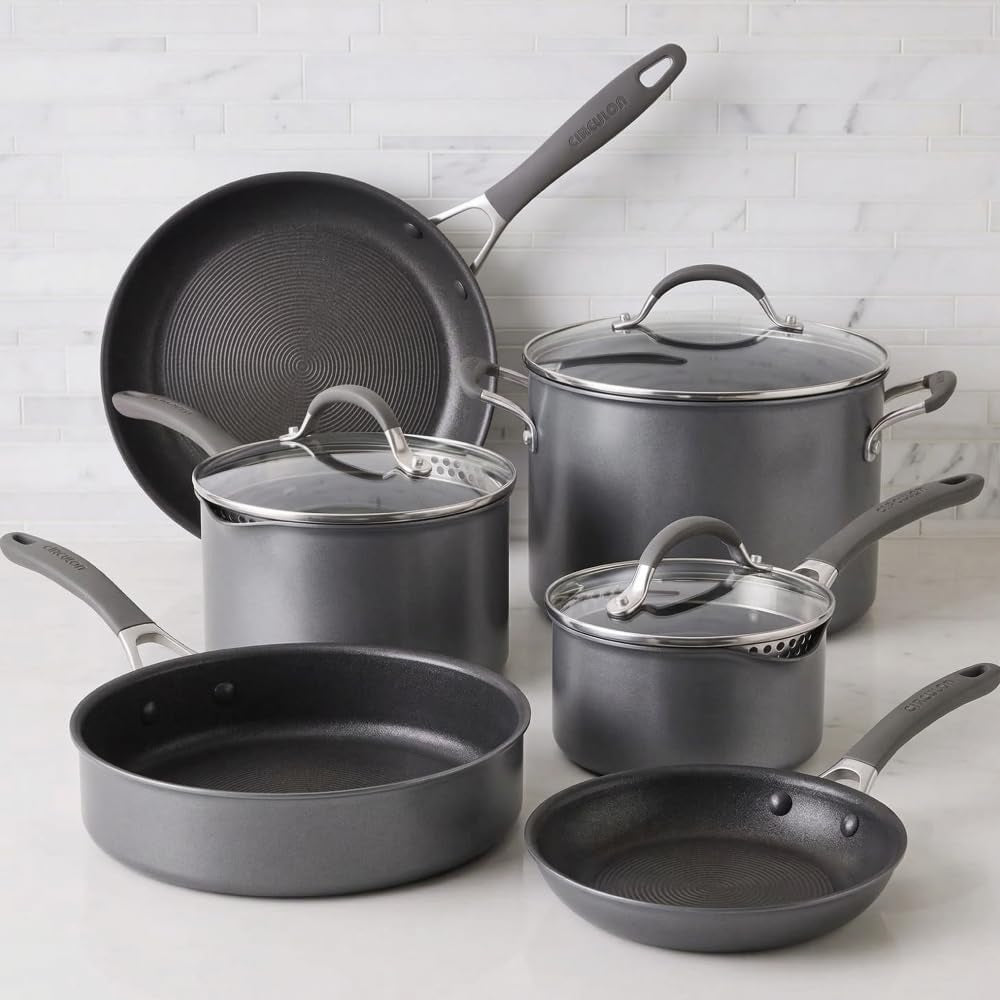 A1 Series with Scratchdefense Nonstick Induction Pots and Pans Cookware Set, Induction Cookware, Kitchen Essentials, 9-Piece, Graphite