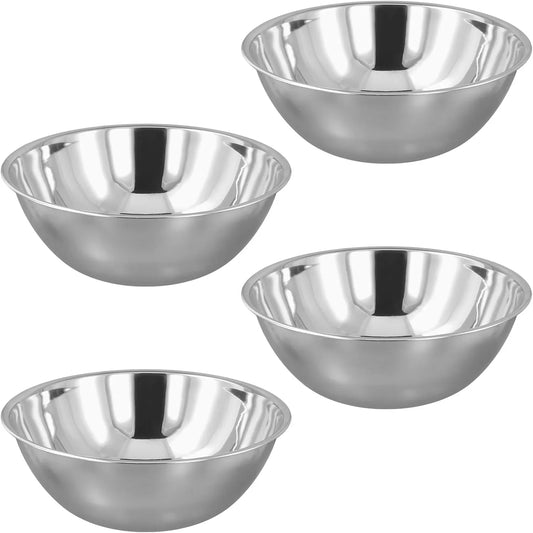 4 PCS 8 Quart Stainless Steel Mixing Bowls, 13.3 X 7.4 X 4.7 Inch Metal Mixing Bowls for Food Home Kitchen
