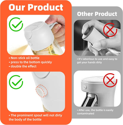 16Oz/470Ml Glass Olive Oil Sprayer for Cooking – 2 in 1 Olive Oil Dispenser Bottle for Kitchen Gadgets and Air Fryer Accessories, Salad, BBQ - Black & White