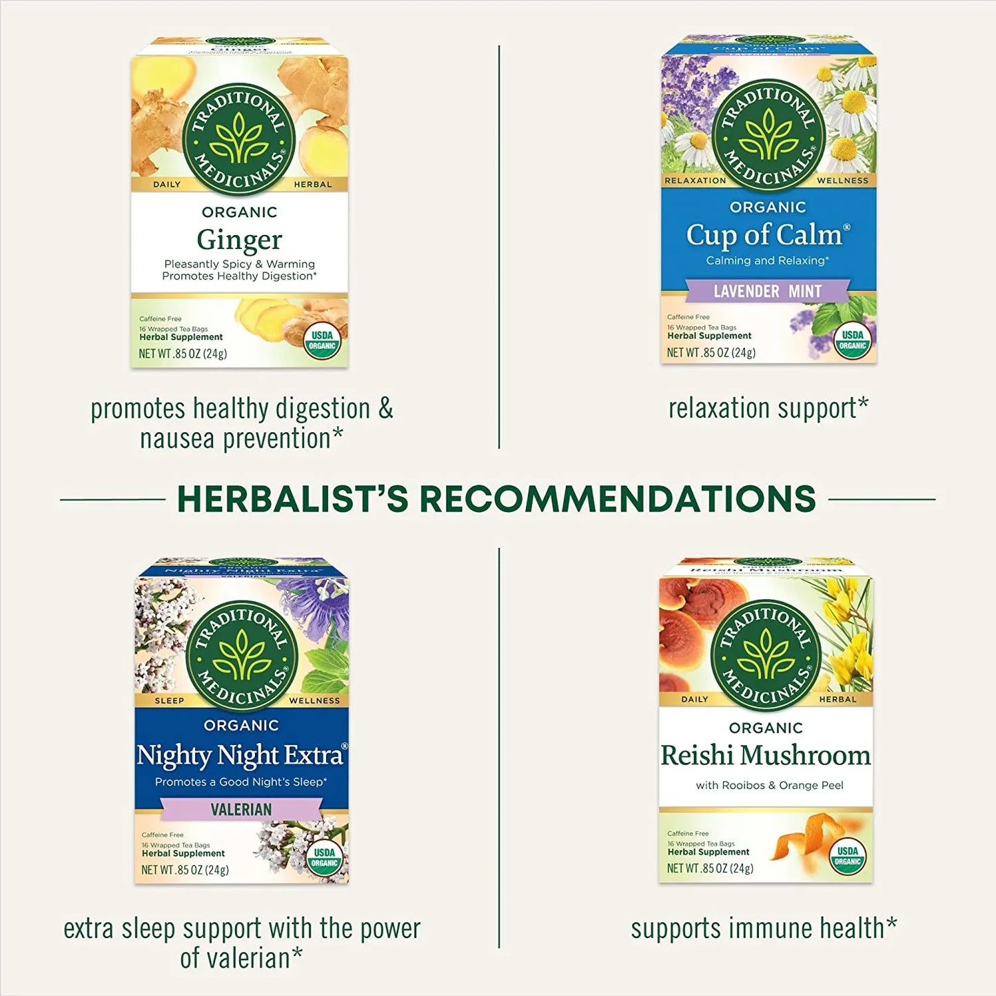 Organic, Lemon Balm - Supports Stress Relief & Digestive Health - Kosher, Non-Gmo, Caffeine-Free, Compostable - 16 Tea Bags