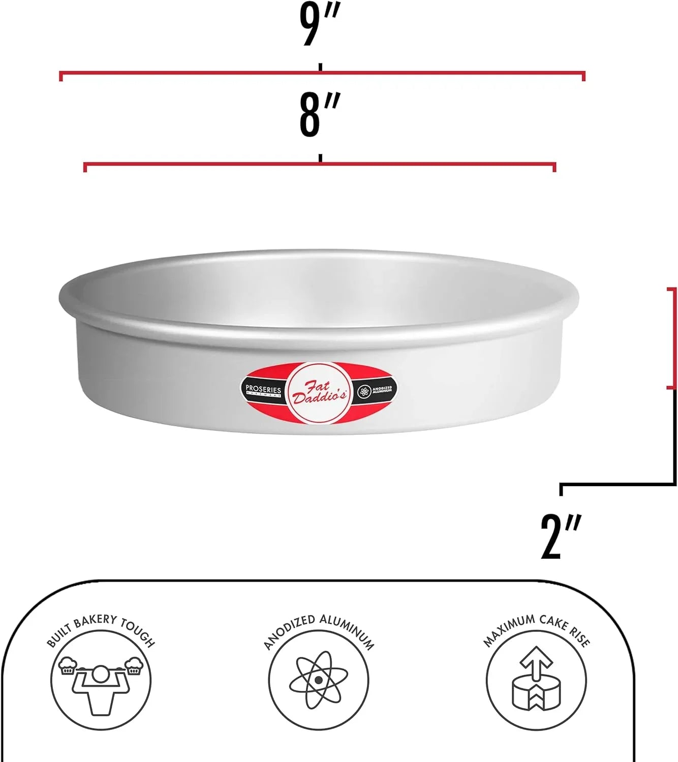 Anodized Aluminum round Cake Pans, 2 Piece Set, 8 X 2 Inch