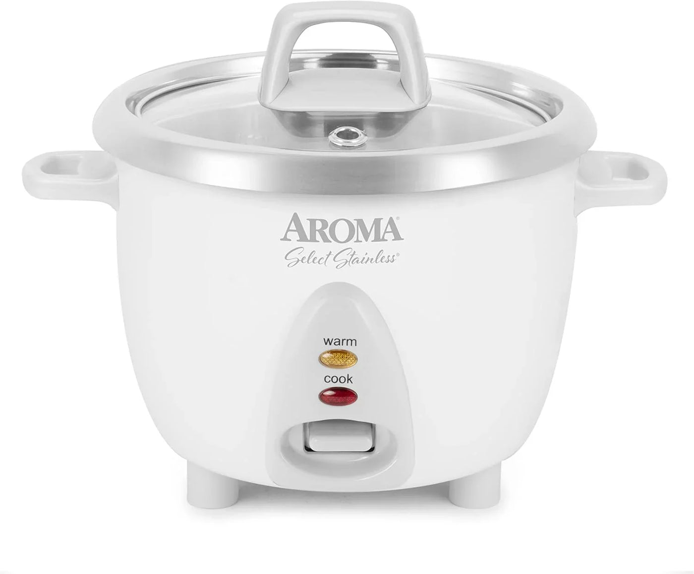 ® Select Stainless® Rice Cooker, 3-Cup (Uncooked) / 6-Cup (Cooked), Stainless Steel Inner Pot, Small Rice Cooker, Auto Keep Warm, 1.2 Qt, White, ARC-753SG