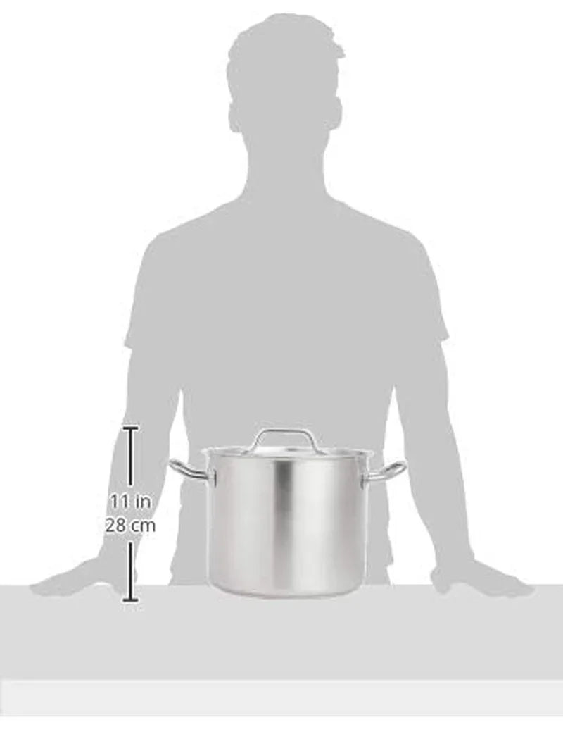 12 Quarts Stainless Steel Aluminum-Clad Stock Pot with Cover, Induction Compatible, Dishwasher Safe, Oven Safe, Even Heating, Soup and Pasta Pot