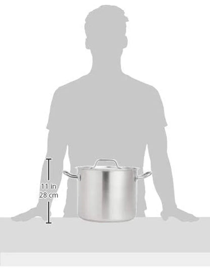 12 Quarts Stainless Steel Aluminum-Clad Stock Pot with Cover, Induction Compatible, Dishwasher Safe, Oven Safe, Even Heating, Soup and Pasta Pot