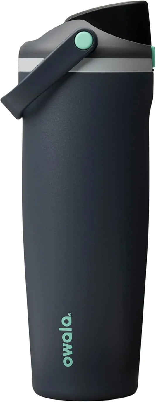 Freesip Sway Insulated Stainless Steel Water Bottle with Two-Way Spout, Built-In Straw and Bucket Handle, Made for Travel, School, and Sports, 30Oz, BPA Free, Leak Proof, Foggy Tide
