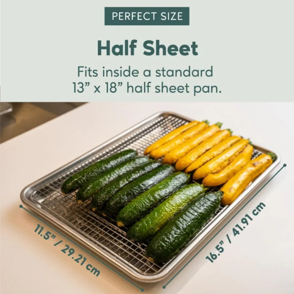 Oven-Safe, Dishwasher-Safe 100% Stainless Steel Cooling and Baking Rack Set Heavy Duty Tight-Wire - 11.5 X 16.5-Inch - Set of 2 - Half Sheet Pan Cooling Racks