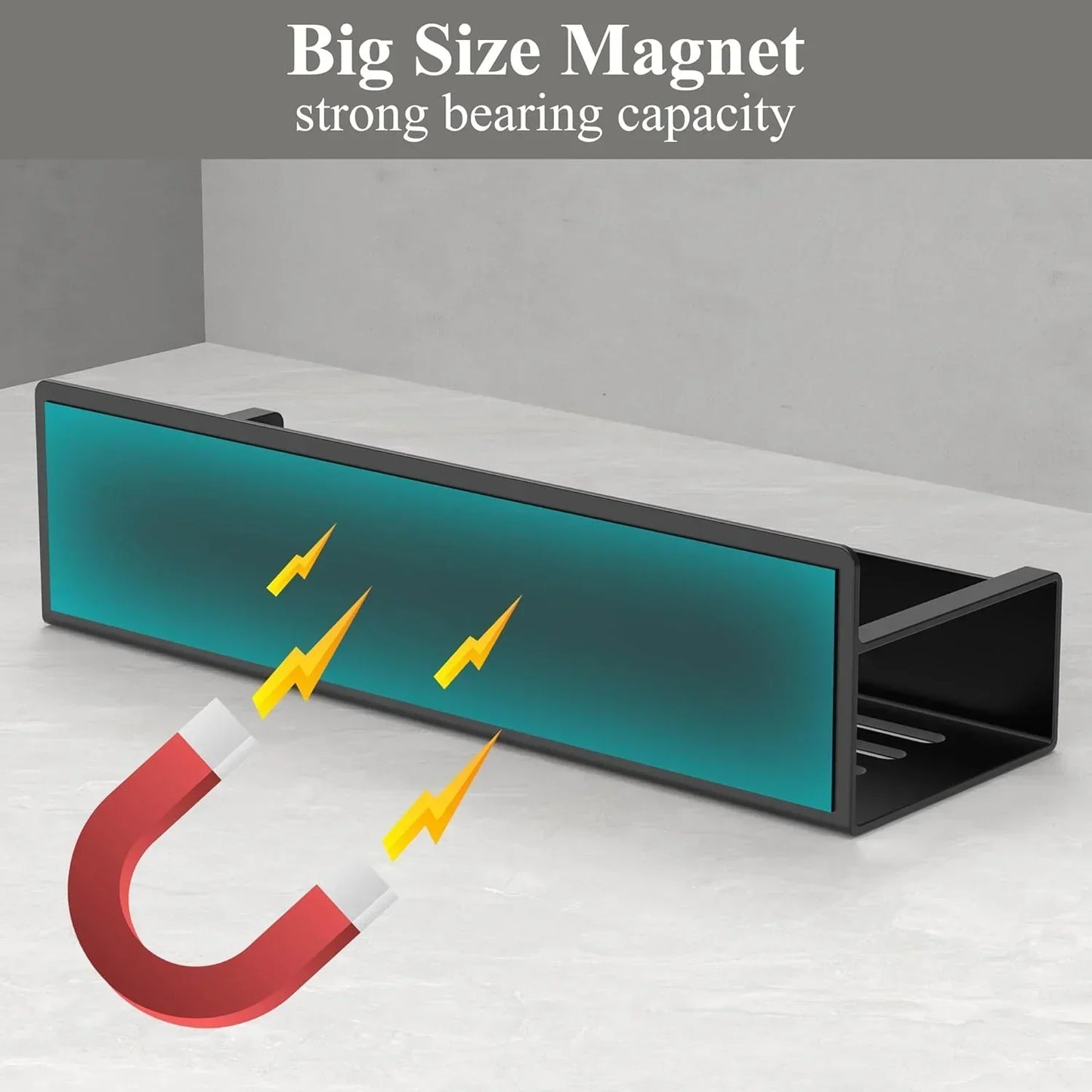 Magnetic kitchen storage shelf with strong bearing capacity on countertop