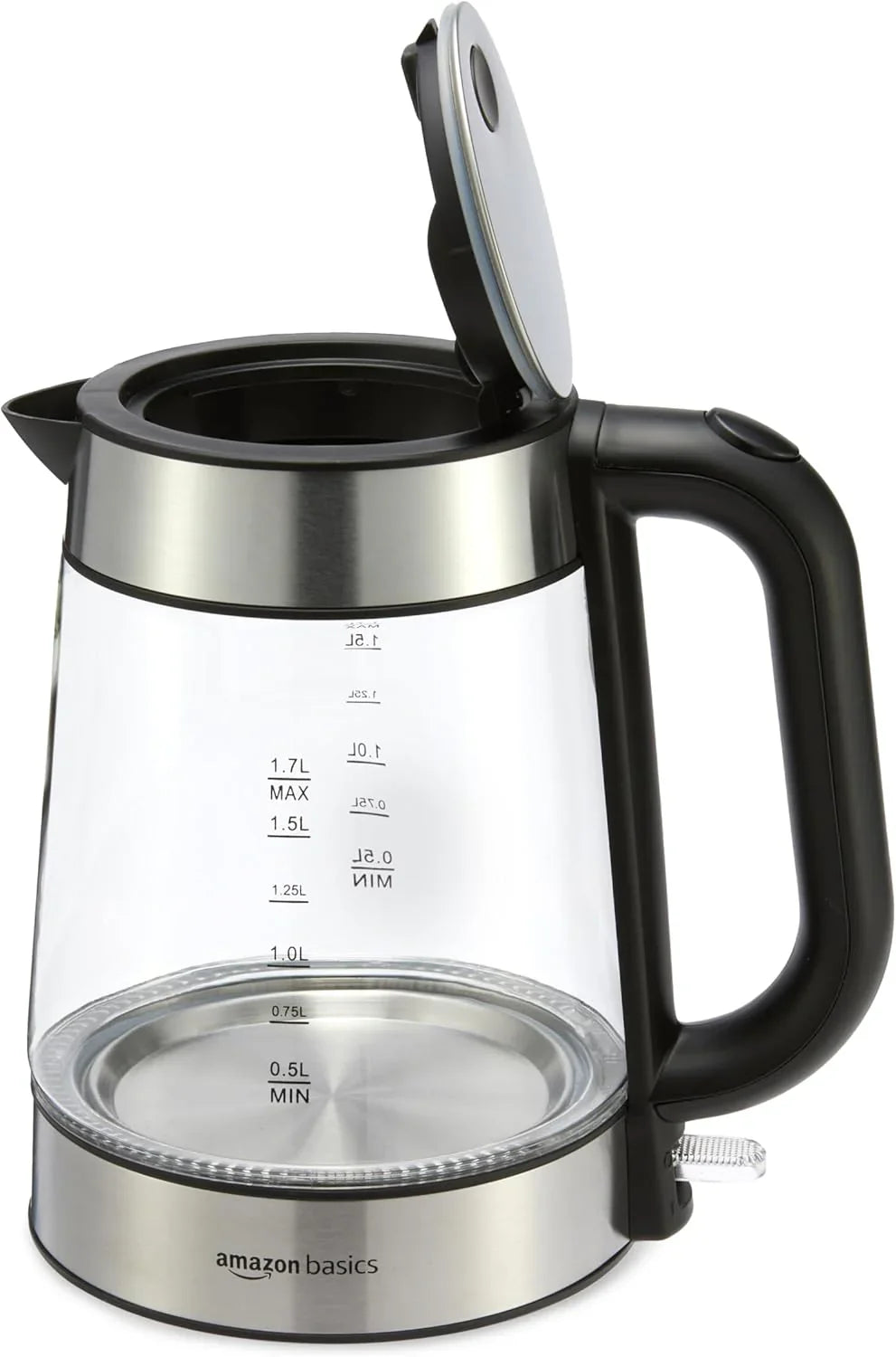 Electric Kettle with Glass Carafe for Tea and Coffee, Bpa-Free, Fast Boiling, Auto Shut-Off, Boil-Dry Protection, Water Level Indicator, 1.7 Liter, 1500W, Black and Silver