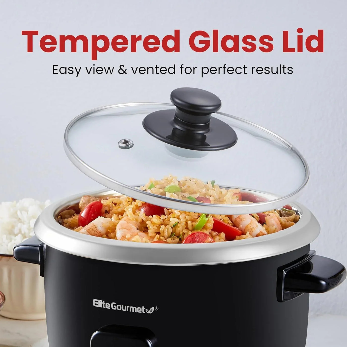 ERC003BX Electric Rice Cooker with Automatic Keep Warm Makes Soups, Stews, Grains, Hot Cereals, 6 Cups Cooked (3 Cups Uncooked), Black