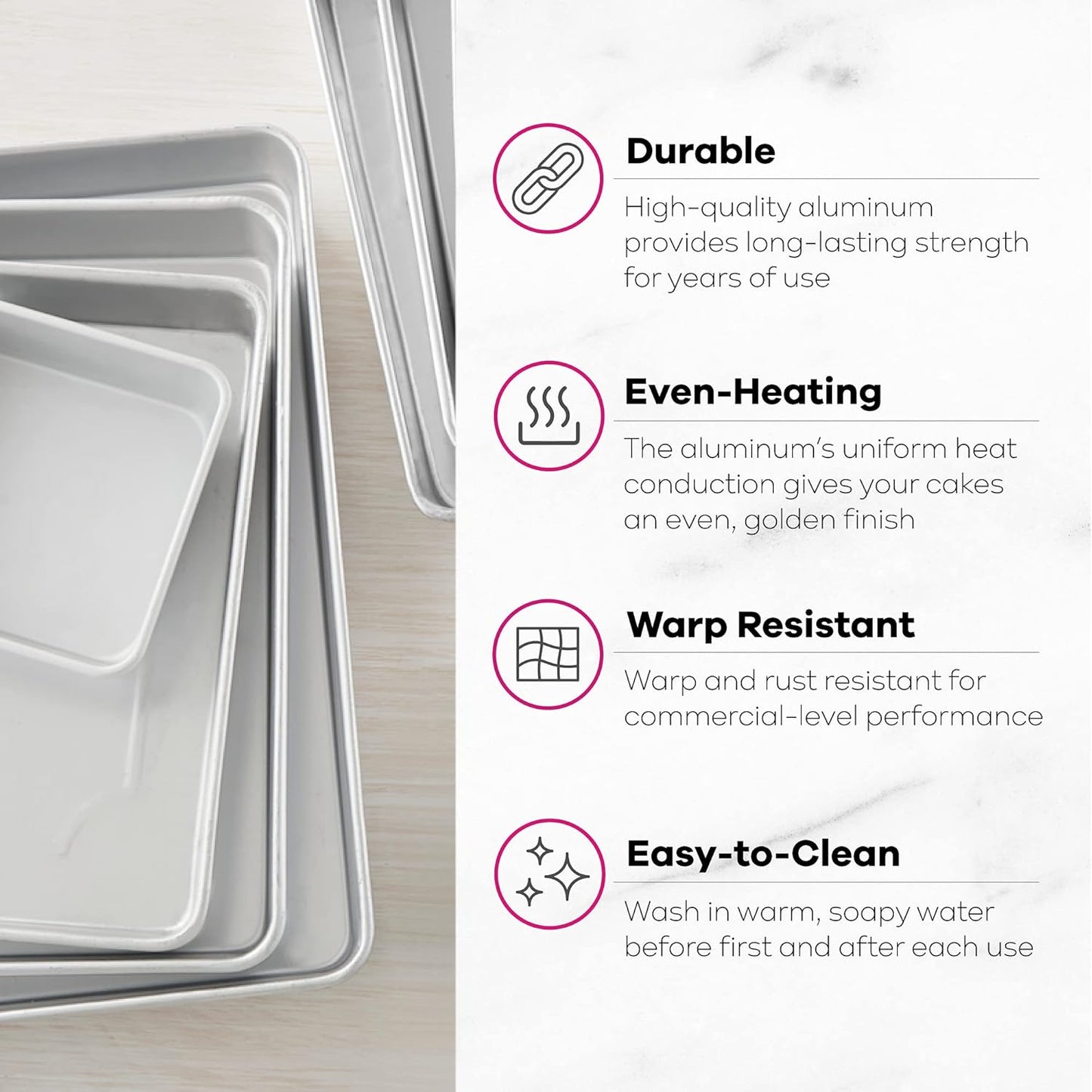 Performance Pans Aluminum Square Brownie and Cake Pan, 12 X 12 Inches, Silver