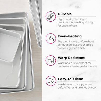 Performance Pans Aluminum Square Brownie and Cake Pan, 12 X 12 Inches, Silver